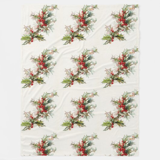 Vintage Winter-Beeren Fleecedecke (Vorderseite)
