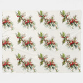 Vintage Winter-Beeren Fleecedecke (Vorderseite (Horizontal))