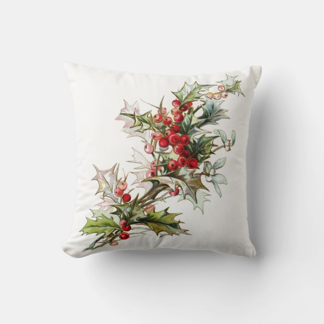 Vintage Winter-Beeren Kissen (Vorderseite)