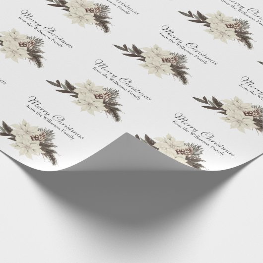 Vintage Winter-Blume Frohe Weihnachten Geschenkpapier (Ecke)