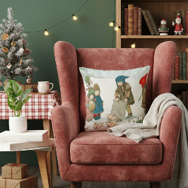Vintage Winter Children Holiday Nostalgia  Kissen