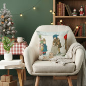 Vintage Winter Children Holiday Nostalgia Kissen