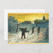 Vintage Winter-Christliche Weihnachtskirche Postkarte (Vorne/Hinten)