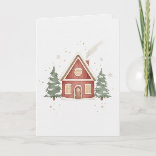 Vintage Winter Cottage Christmas Card Karte (Vorderseite)