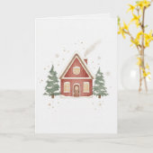 Vintage Winter Cottage Christmas Card Karte (Gelbe Blume)