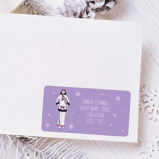 Vintage Winter Fashion Adressaufkleber