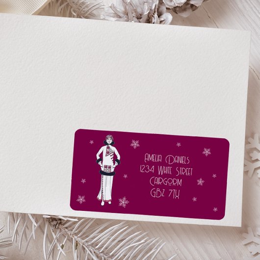 Vintage Winter Fashion Adressaufkleber