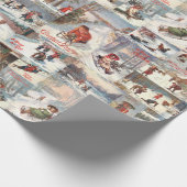 Vintage Winter Fun Christmas Collage Geschenkpapier (Ecke)
