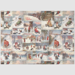 Vintage Winter Fun Christmas Collage Seidenpapier
