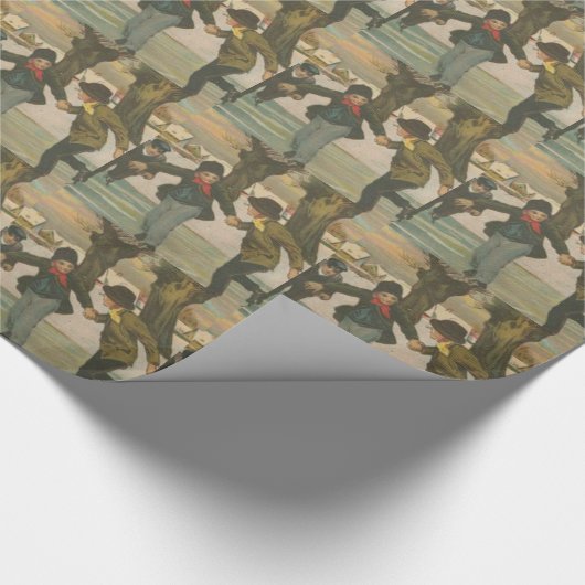 Vintage Winter Ice Skating Geschenkpapier (Ecke)