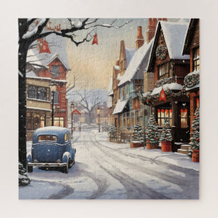 Vintage Winter in der Stadt Puzzle