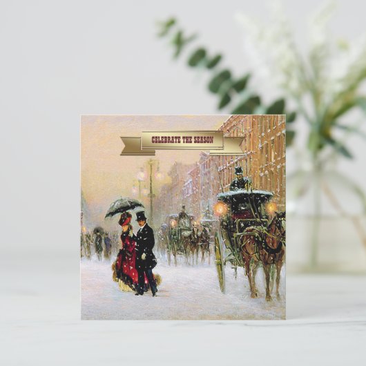 Vintage Winter Pariser Feier Einladung (Stehend Vorderseite)