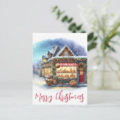 Vintage Winter Scene Merry Christmas Typography Postkarte (Stehend Vorderseite)