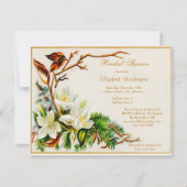 Vintage Winter-Schnee-Kirche u. Lilien-Brautparty Einladung (Rückseite)