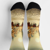 Vintage Winter Schnee Weihnachtsmarktflecken Socken (Oben)