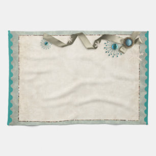 Vintage-Winter-Schneeflocken-Band-Damaskus Mitte d Geschirrtuch