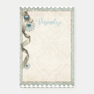 Vintage Winter-Schneeflockenband und Damast Post-i Post-it Klebezettel