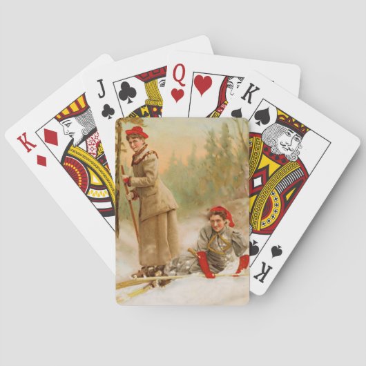 Vintage-Winter-Skitour Spielkarten (Rückseite)