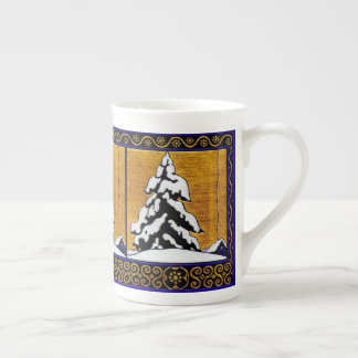 Vintage Winter Snow Evergreen Tree Porzellantasse