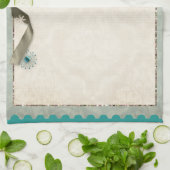 Vintage Winter snowflake ribbon damask mid century Geschirrtuch (Gefaltet)