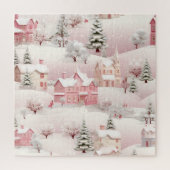 Vintage Winter-Snowy Village Landschaft Puzzle (Vertikal)