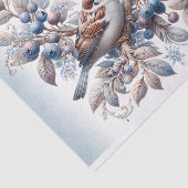 Vintage Winter Sparrows und Blueberries Decoupage Seidenpapier (Ausschnitt)