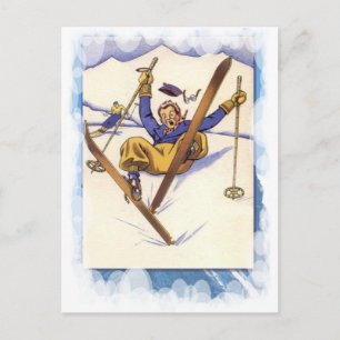 Vintage Winter Sports - Just a little fall Postkarte