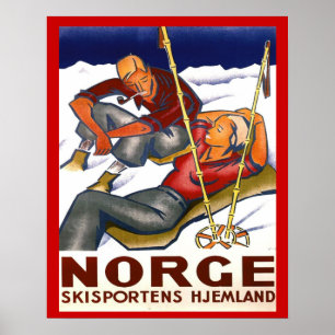 Vintage Winter sports, Norway, Homeland Ski sport Poster