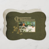 Vintage Winter-Szene und Weihnachtsgruß Feiertagskarte (Vorne/Hinten)