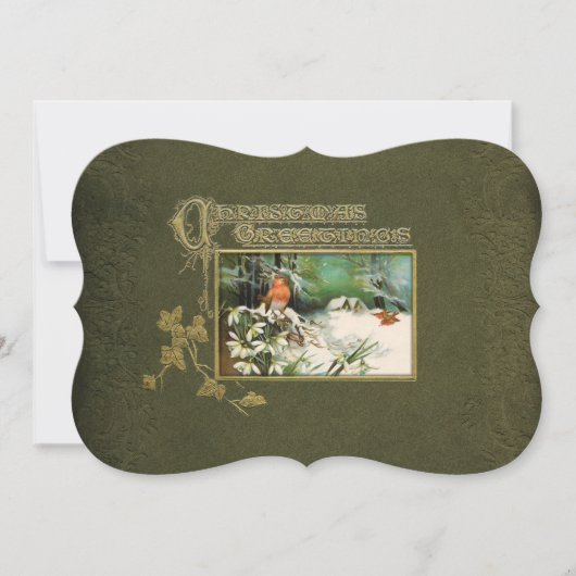 Vintage Winter-Szene und Weihnachtsgruß Feiertagskarte (Vorderseite)