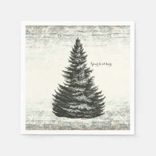 Vintage Winter-Tanne Rustikales Holz Landparty Serviette