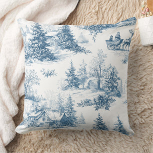 Vintage-Winter-Toile de Jouy - Klassisches Weihnac Kissen