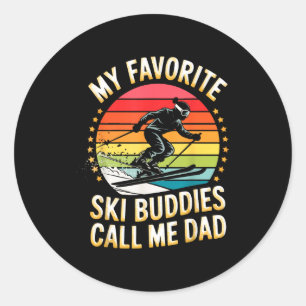 Vintage-Winter-Vater-Spruch Lieblings-Ski-Buddies Runder Aufkleber