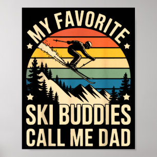 Vintage-Winter-Vater-Spruch Lieblings-Ski-Kumpels Poster
