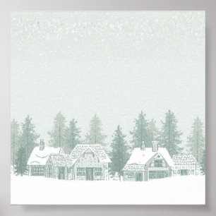 Vintage Winter Village Weihnachten  Poster