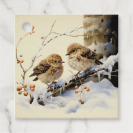 Vintage Winter-Vogelzweige Geschenkanhänger