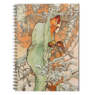 Vintage Winter von Alphonse Mucha Notizblock