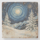 Vintage Winter Weihnachts Escape Steinuntersetzer (Vorderseite)
