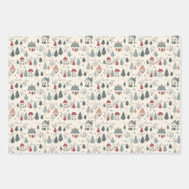 Vintage Winterbaumwälder Girly Pink Weihnachten Geschenkpapier Set