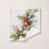 Vintage-Winterbeeren Badhandtuch Set (Waschlappen)