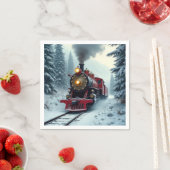 Vintage Winterdampflokomotive Serviette (Beispiel)