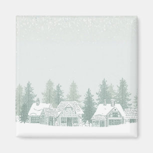 Vintage Winterdorf Weihnachten Magnet