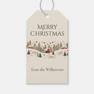 Vintage Winterdorf Weihnachtsvolkskunst individuel Geschenkanhänger