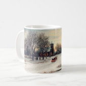 Vintage Winterferien mit Pferd und Kutsche Kaffeetasse (Vorderseite Links)