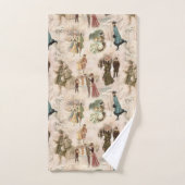 Vintage Winterfreudenszenen Badhandtuch Set (Handtuch)