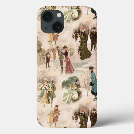 Vintage Winterfreudenszenen Case-Mate iPhone Hülle (Rückseite)