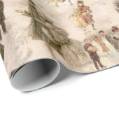 Vintage Winterfreudenszenen Geschenkpapier (Rolleneckpunkt)