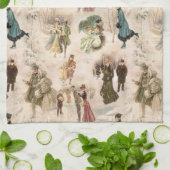 Vintage Winterfreudenszenen Geschirrtuch (Gefaltet)