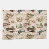 Vintage Winterfreudenszenen Geschirrtuch (Horizontal)