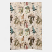 Vintage Winterfreudenszenen Geschirrtuch (Vertikal)